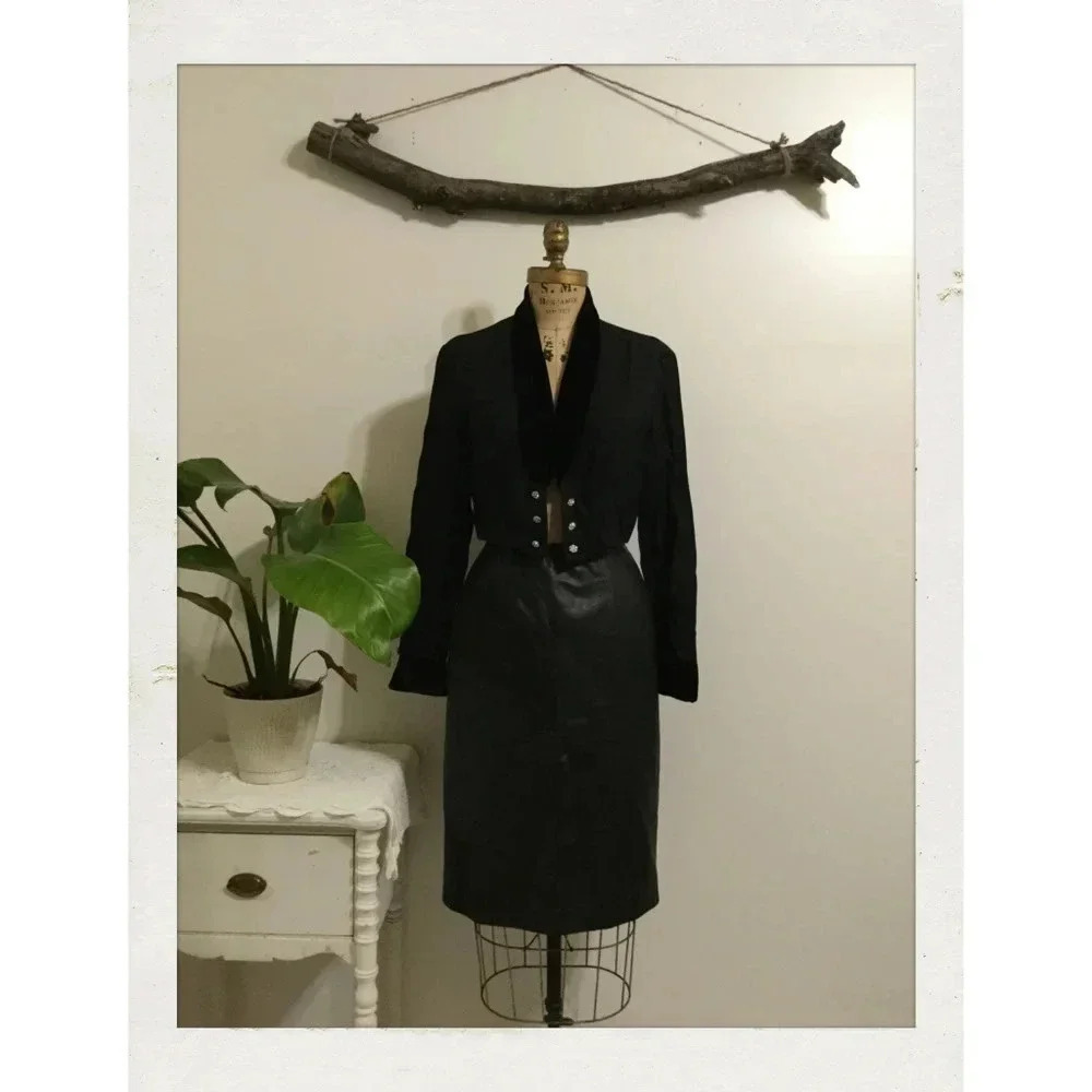 Vintage Black Bedazzled Cropped Balero Mini Tuxedo Blazer